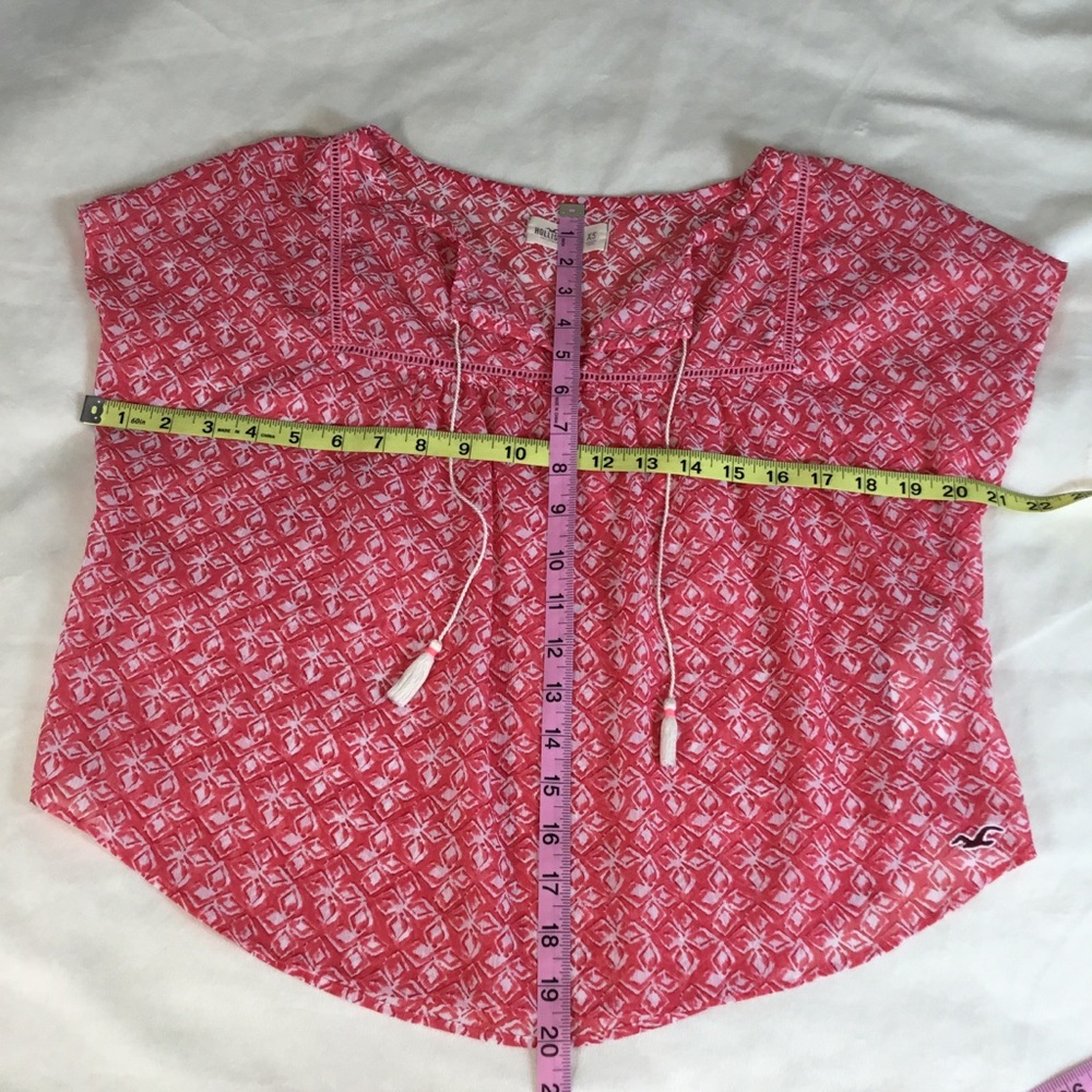 Hollister Floral Pink Sheer‎ Short Sleeve Top XS - Picture 6 of 14
